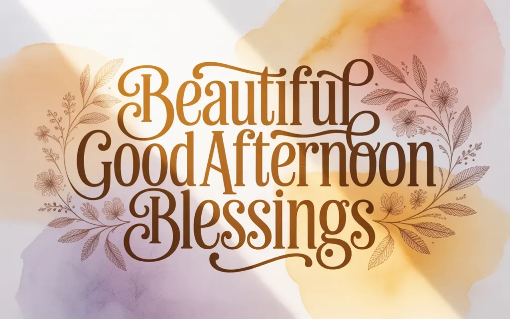 Beautiful good afternoon blessings with elegant floral decorative elements and a warm watercolor background.