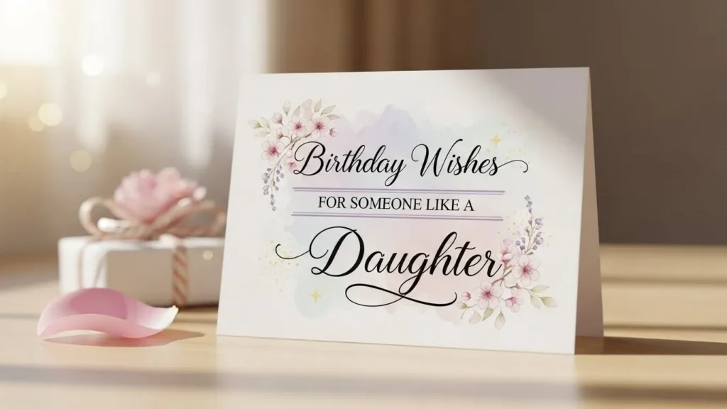 Birthday Wishes for Daughters greeting card for someone like a daughter with pink flowers.