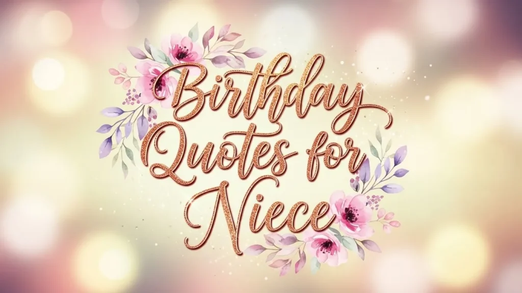 Birthday wishes for your niece with elegant quotes with a pink and purple floral design.